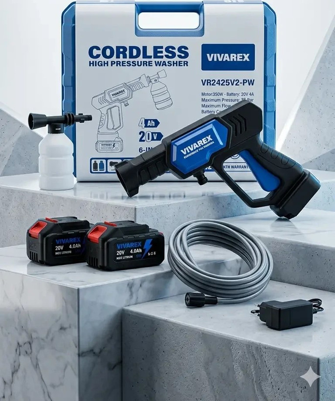کارواش شارژی ذغالی ویوارکس VR2425V2-PW
