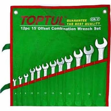 آچار های سری یکسر تخت یکسر رینگ 12 عددی 6-22 تاپ تول GAAA1213